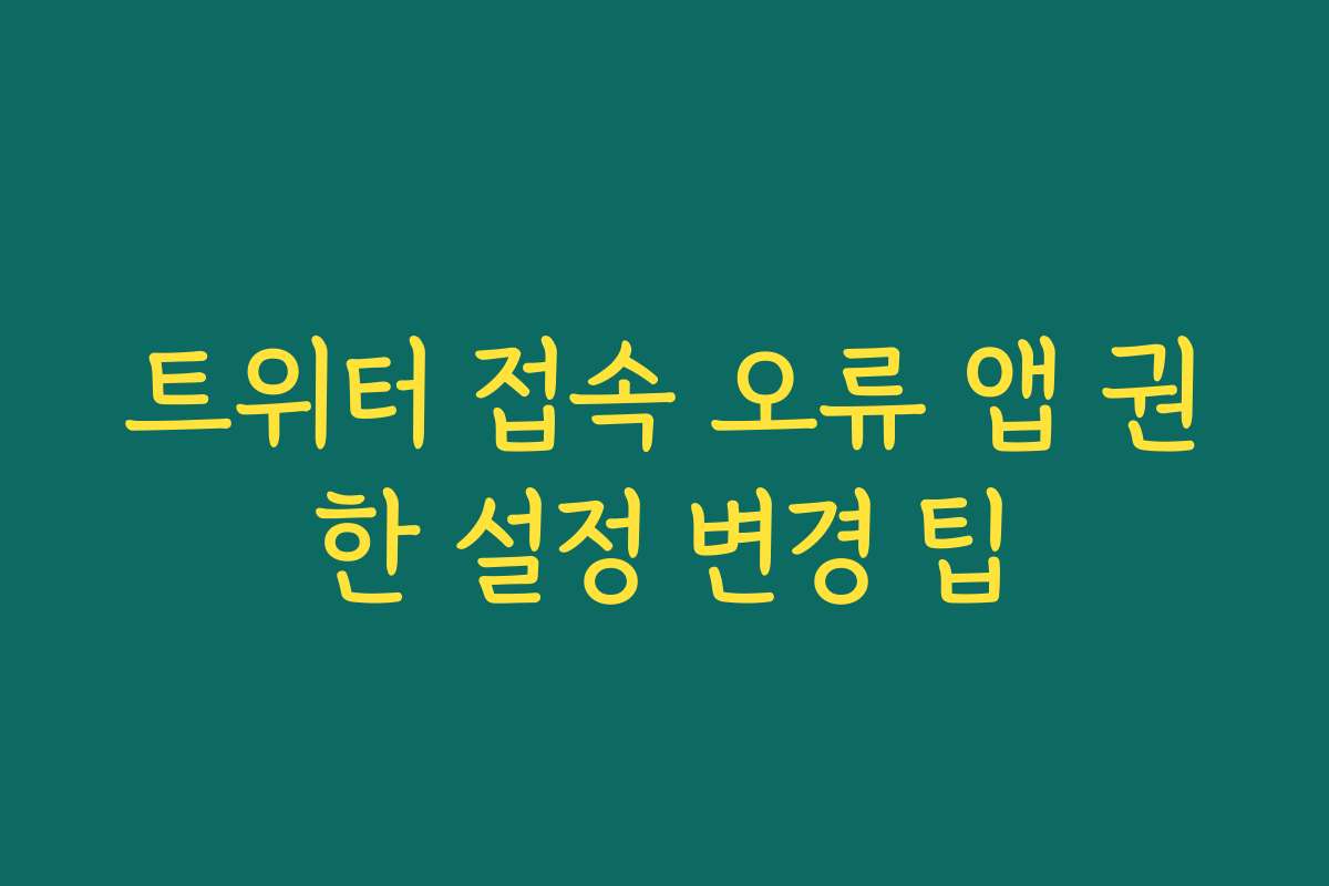 트위터 접속 오류 앱 권한 설정 변경 팁