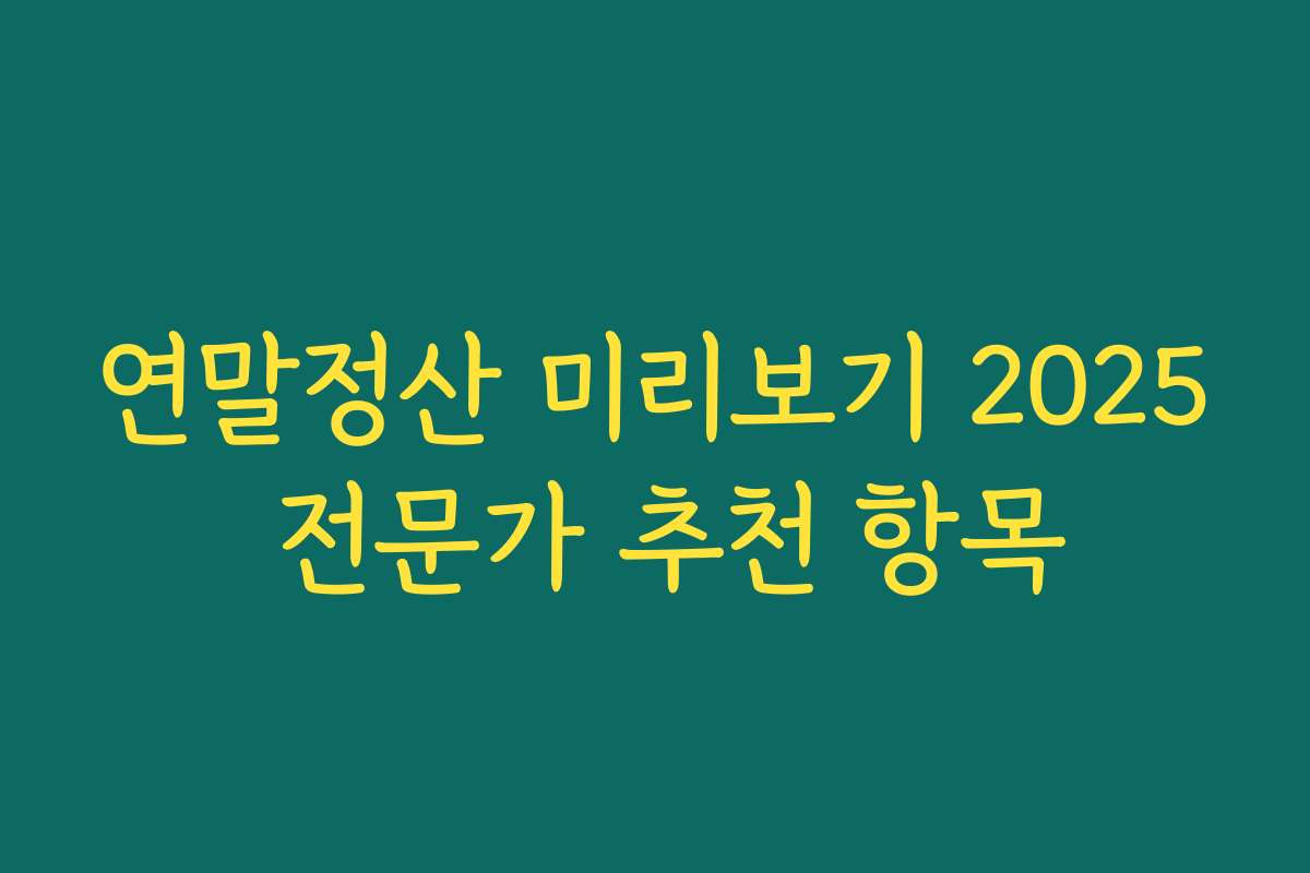 연말정산 미리보기 2025 전문가 추천 항목