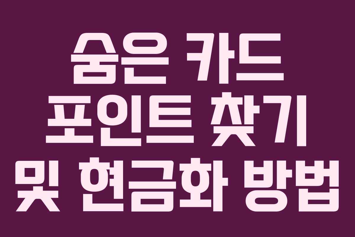 숨은 카드 포인트 찾기 및 현금화 방법 숨은 카드 포인트 찾기 및 현금화 방법