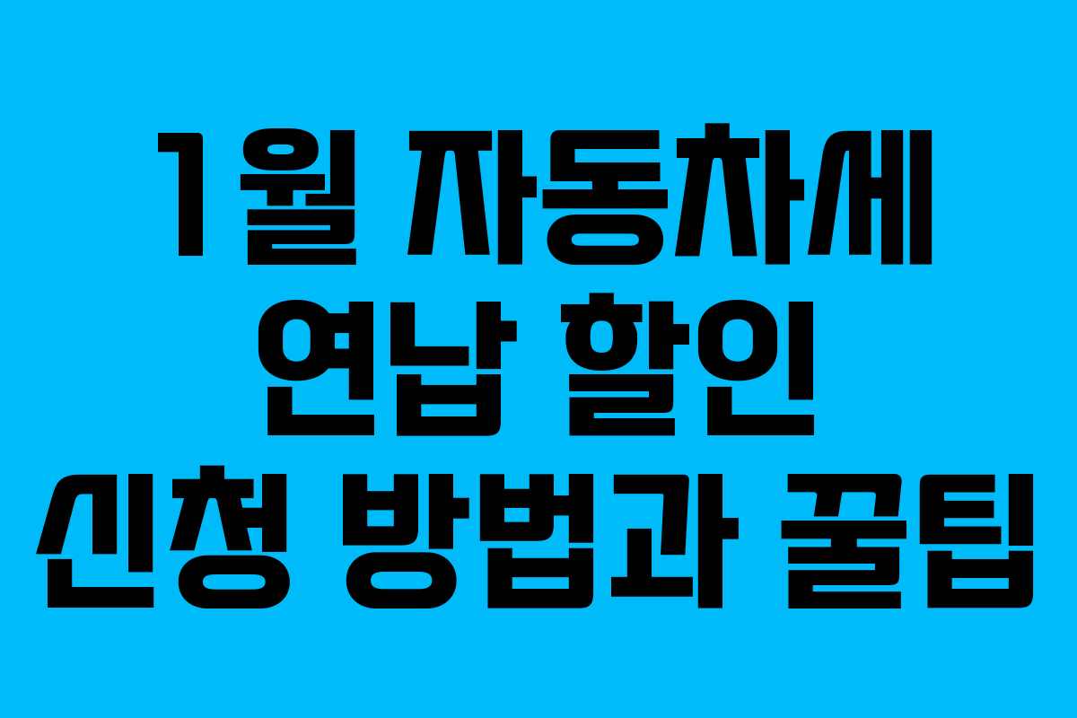 1월 자동차세 연납 할인 신청 방법과 꿀팁
