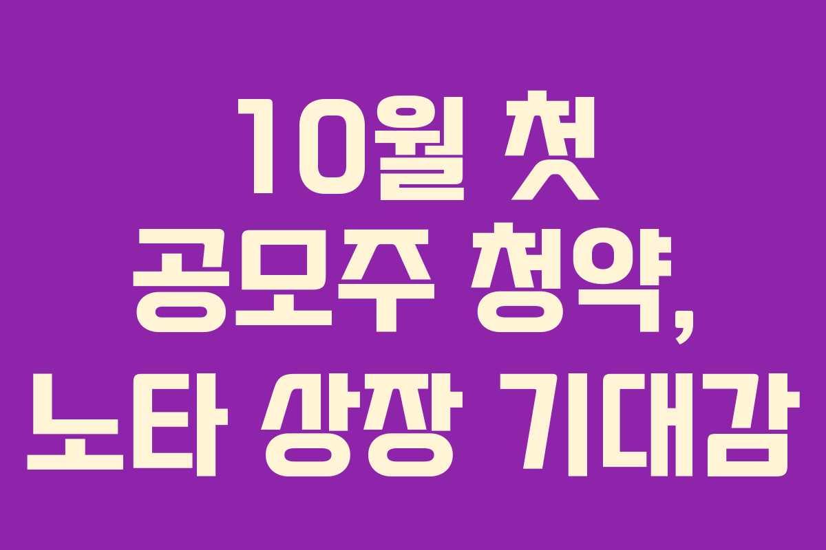 10월 첫 공모주 청약, 노타 상장 기대감
