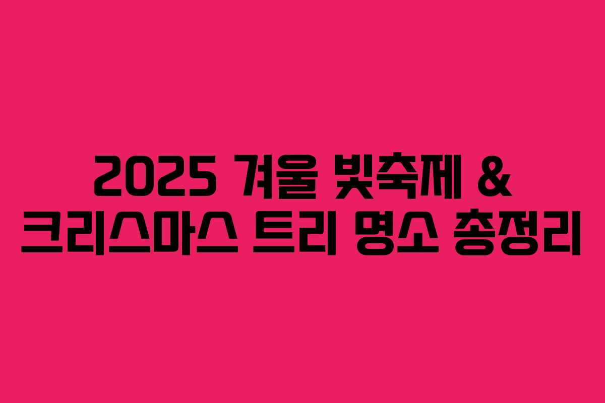 2025 겨울 빛축제 & 크리스마스 트리 명소 총정리