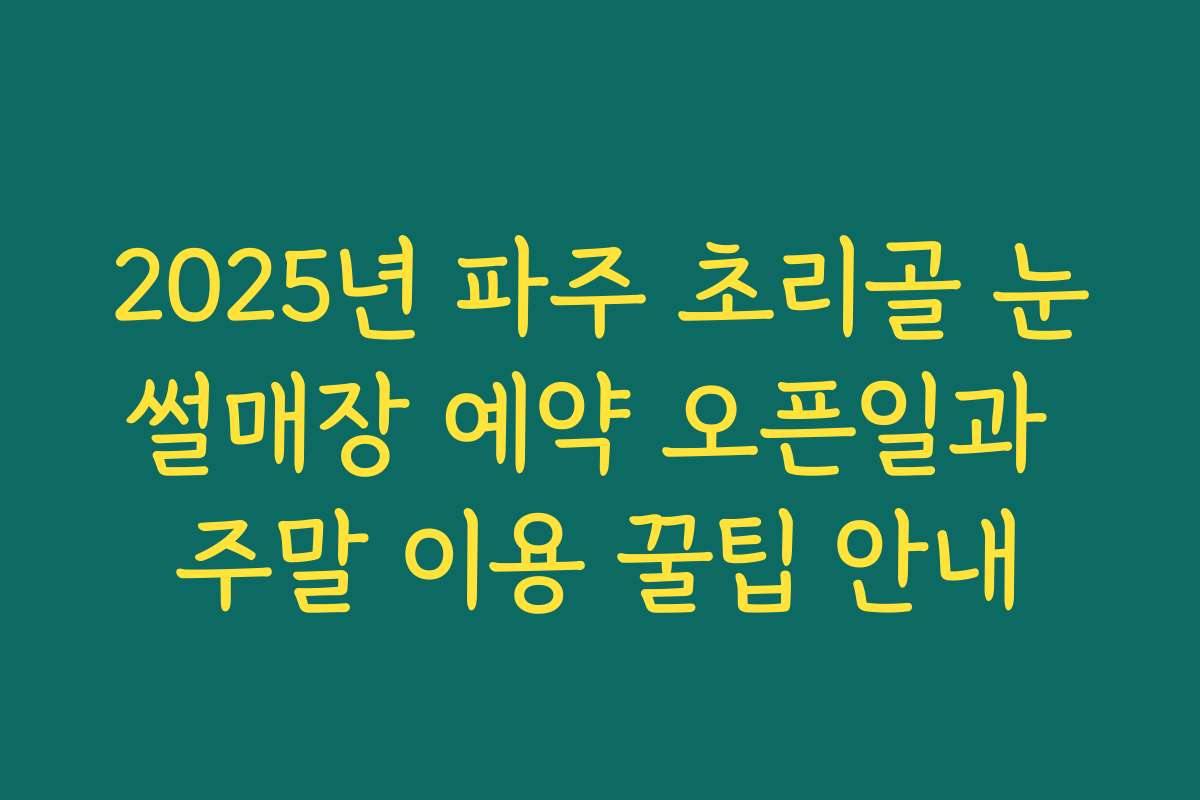 2025년 파주 초리골 눈썰매장 예약 오픈일과 주말 이용 꿀팁 안내