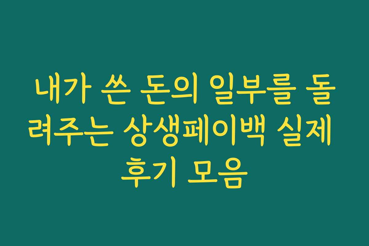 내가 쓴 돈의 일부를 돌려주는 상생페이백 실제 후기 모음