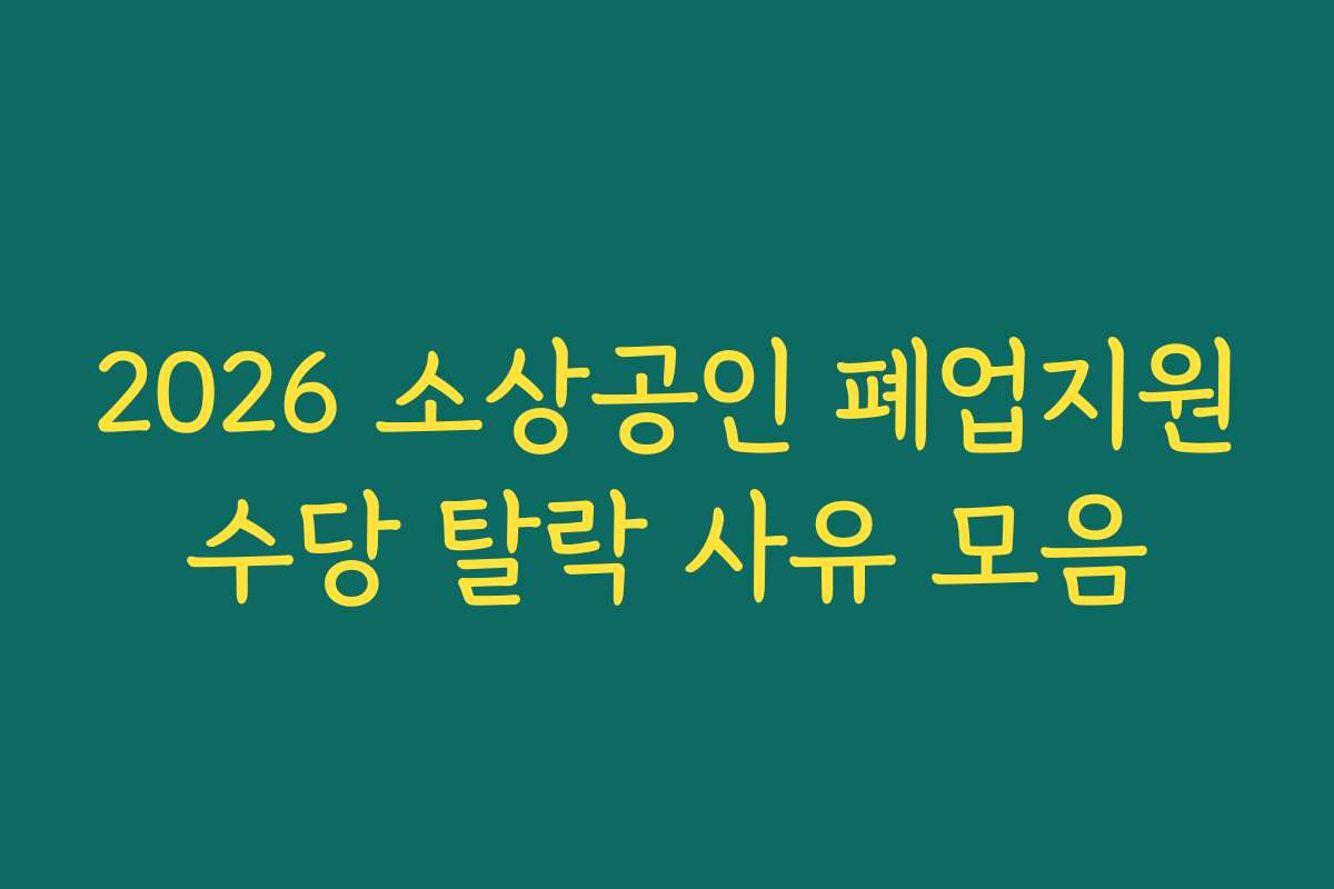 2026 소상공인 폐업지원수당 탈락 사유 모음