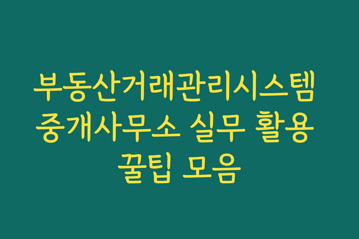 부동산거래관리시스템 중개사무소 실무 활용 꿀팁 모음