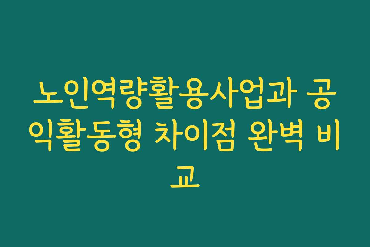 노인역량활용사업과 공익활동형 차이점 완벽 비교