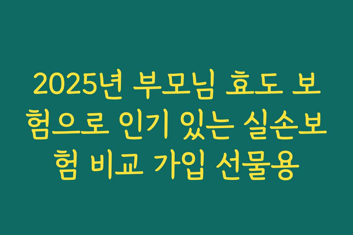 2025년 부모님 효도 보험으로 인기 있는 실손보험 비교 가입 선물용