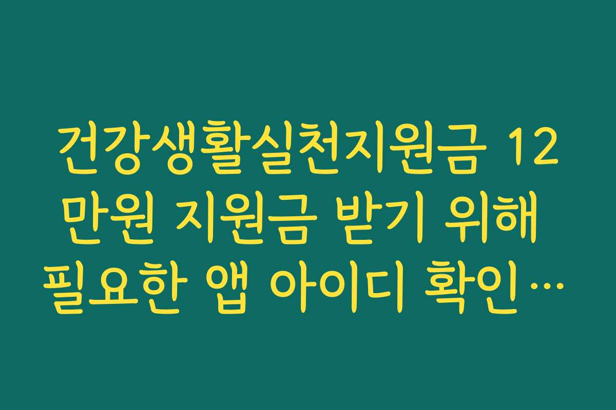 건강생활실천지원금 12만원 지원금 받기 위해 필요한 앱 아이디 확인하는 장소