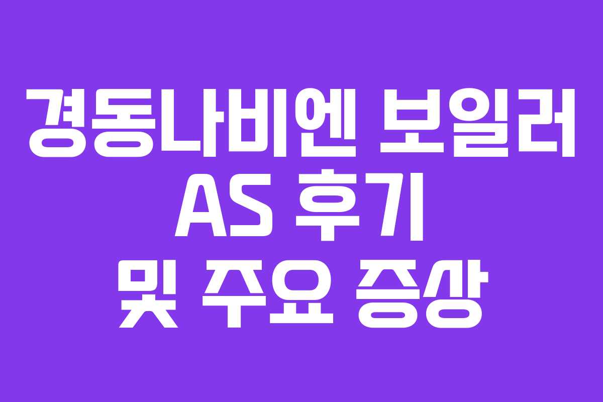 경동나비엔 보일러 AS 후기 및 주요 증상