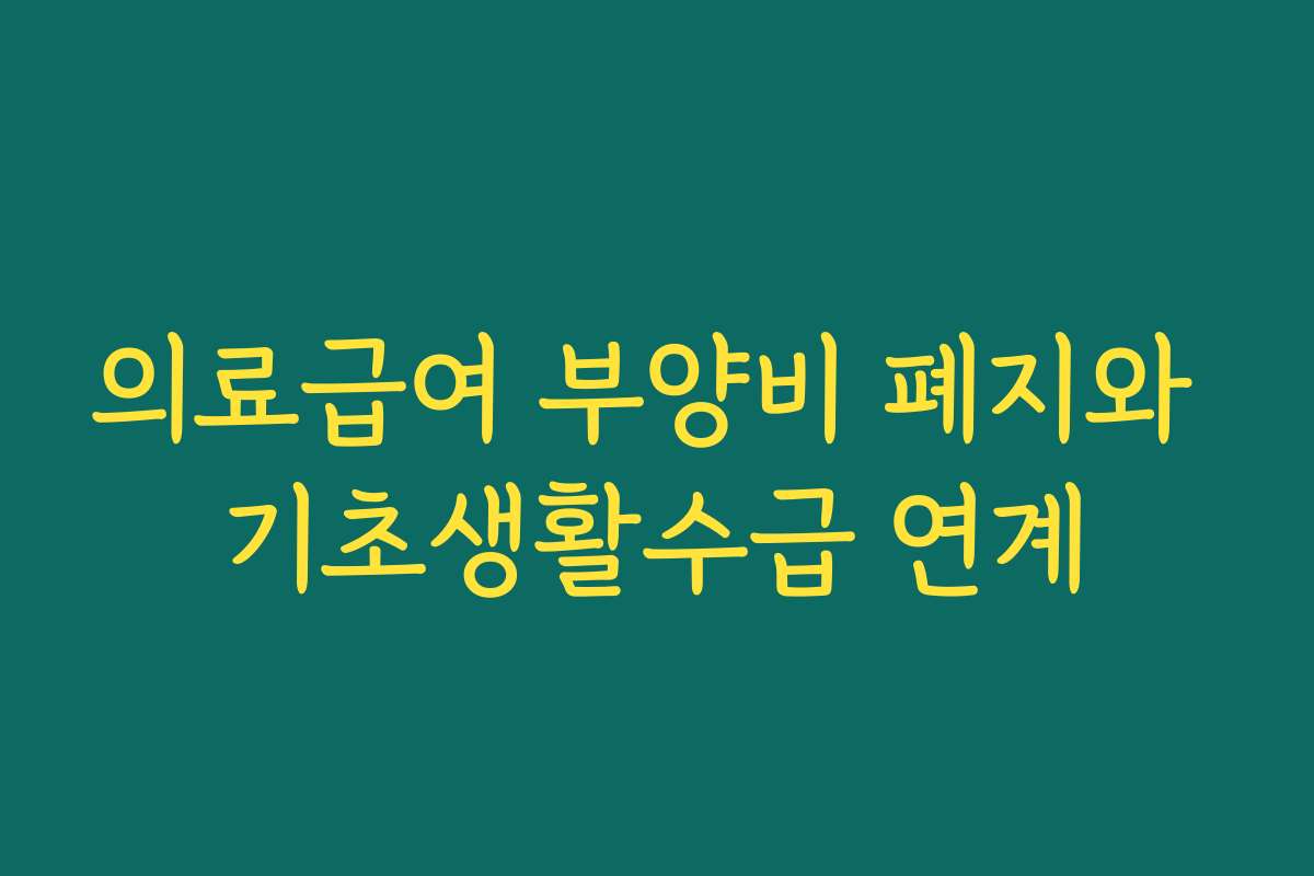 의료급여 부양비 폐지와 기초생활수급 연계