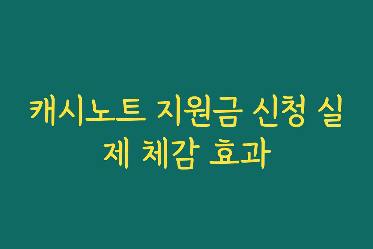 캐시노트 지원금 신청 실제 체감 효과