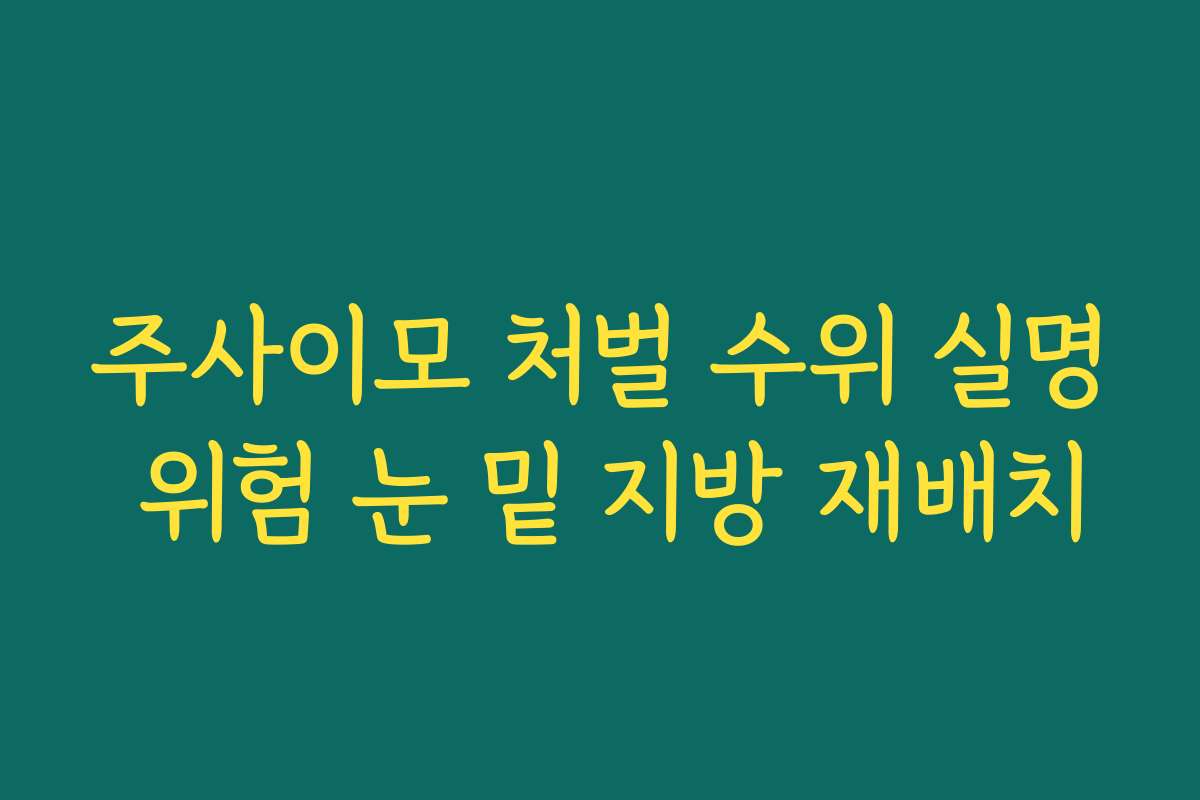 주사이모 처벌 수위 실명 위험 눈 밑 지방 재배치
