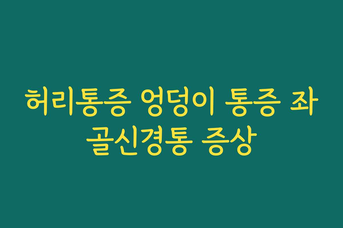 허리통증 엉덩이 통증 좌골신경통 증상
