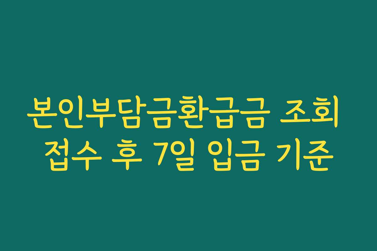 본인부담금환급금 조회 접수 후 7일 입금 기준