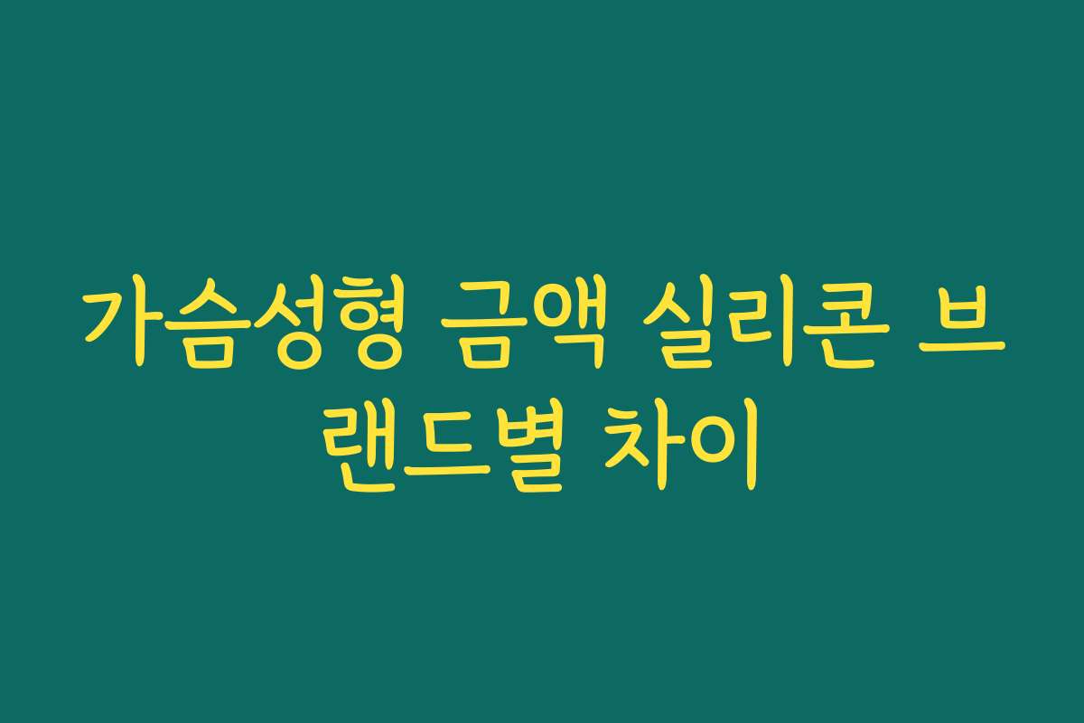 가슴성형 금액 실리콘 브랜드별 차이