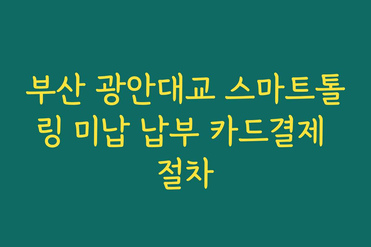 부산 광안대교 스마트톨링 미납 납부 카드결제 절차