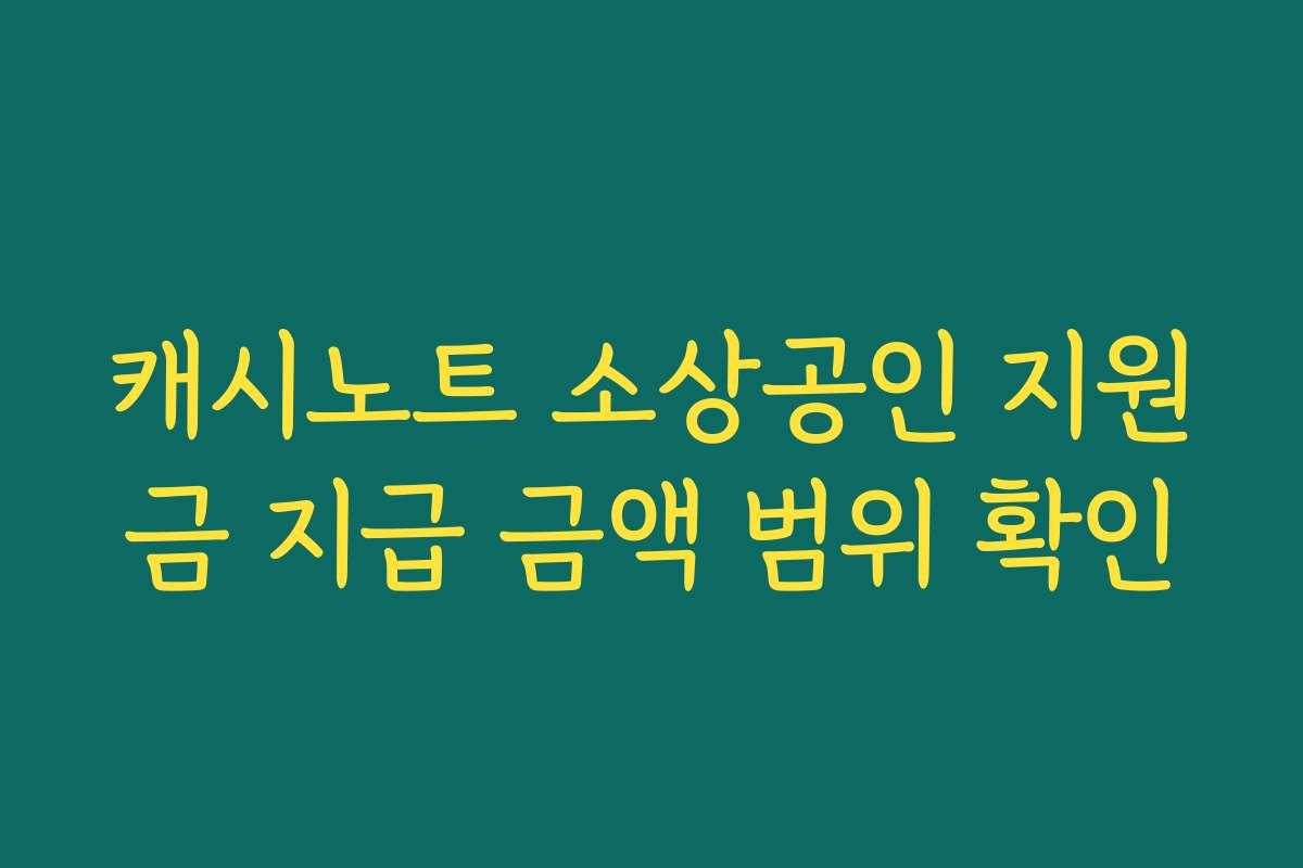 캐시노트 소상공인 지원금 지급 금액 범위 확인