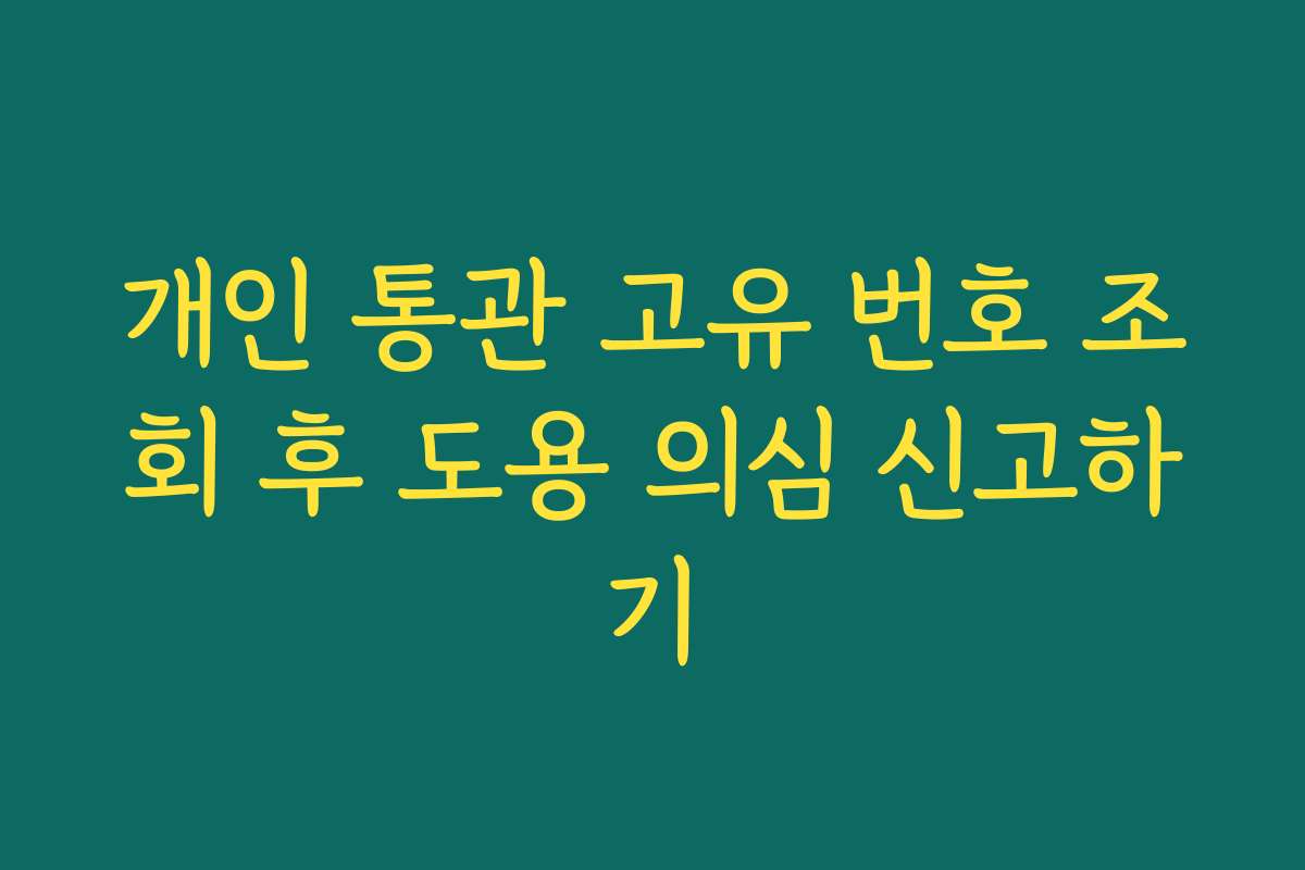 개인 통관 고유 번호 조회 후 도용 의심 신고하기