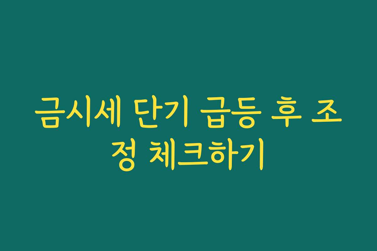 금시세 단기 급등 후 조정 체크하기