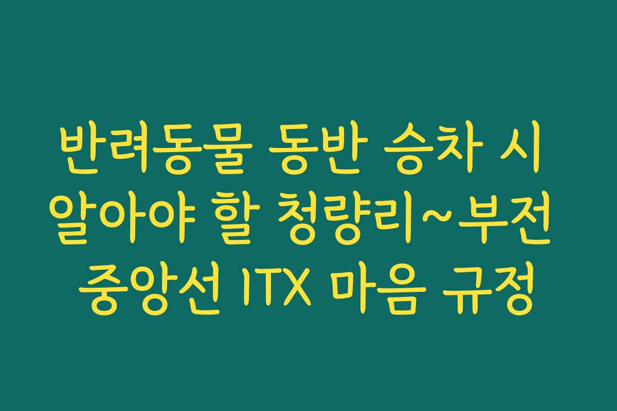 반려동물 동반 승차 시 알아야 할 청량리~부전 중앙선 ITX 마음 규정