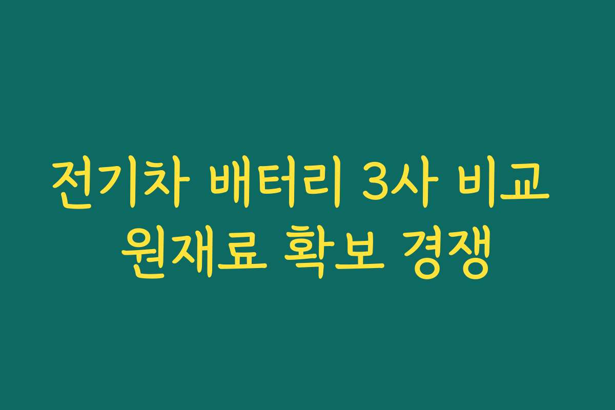 전기차 배터리 3사 비교 원재료 확보 경쟁