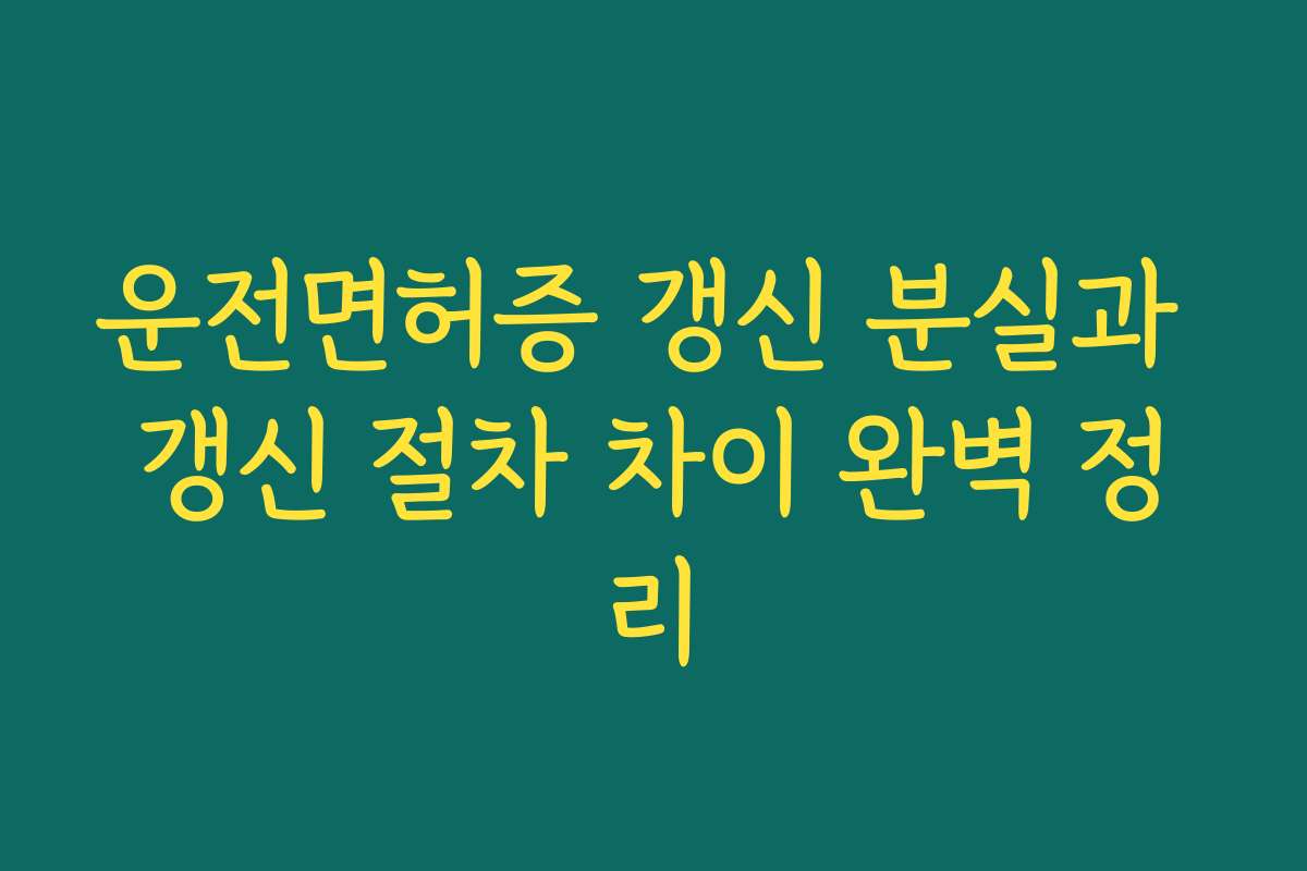 운전면허증 갱신 분실과 갱신 절차 차이 완벽 정리
