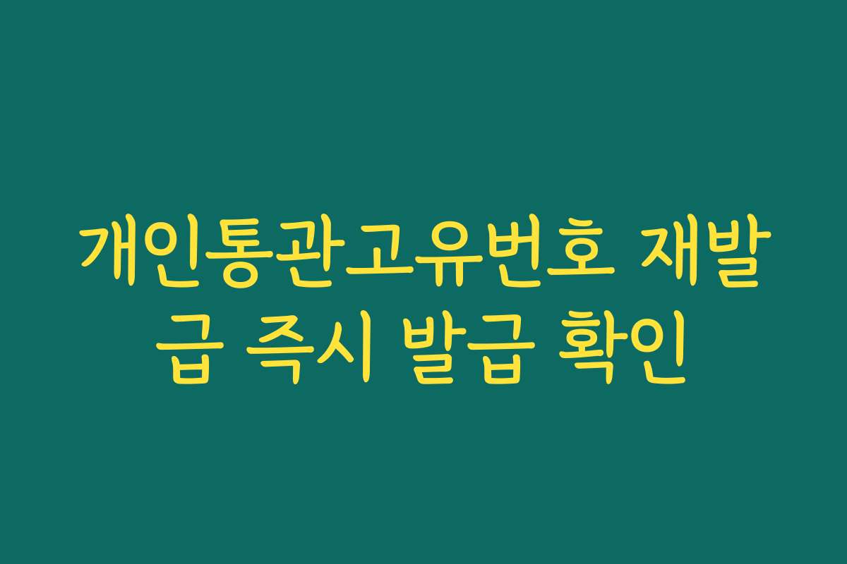 개인통관고유번호 재발급 즉시 발급 확인