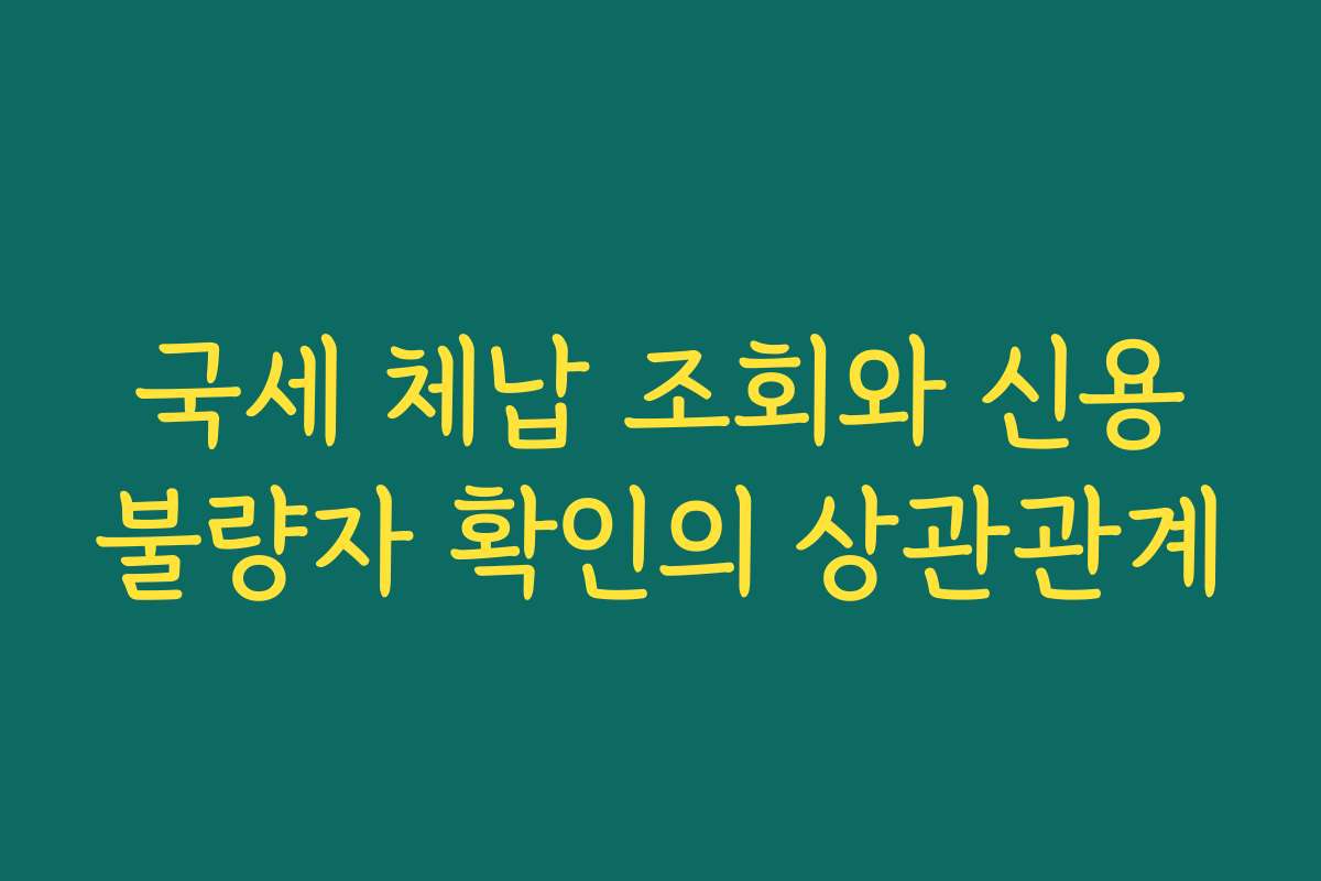 국세 체납 조회와 신용불량자 확인의 상관관계