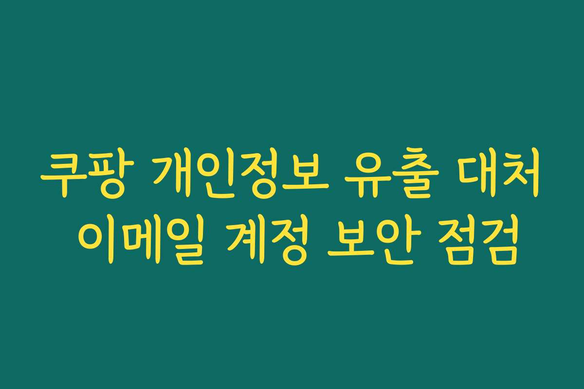 쿠팡 개인정보 유출 대처 이메일 계정 보안 점검
