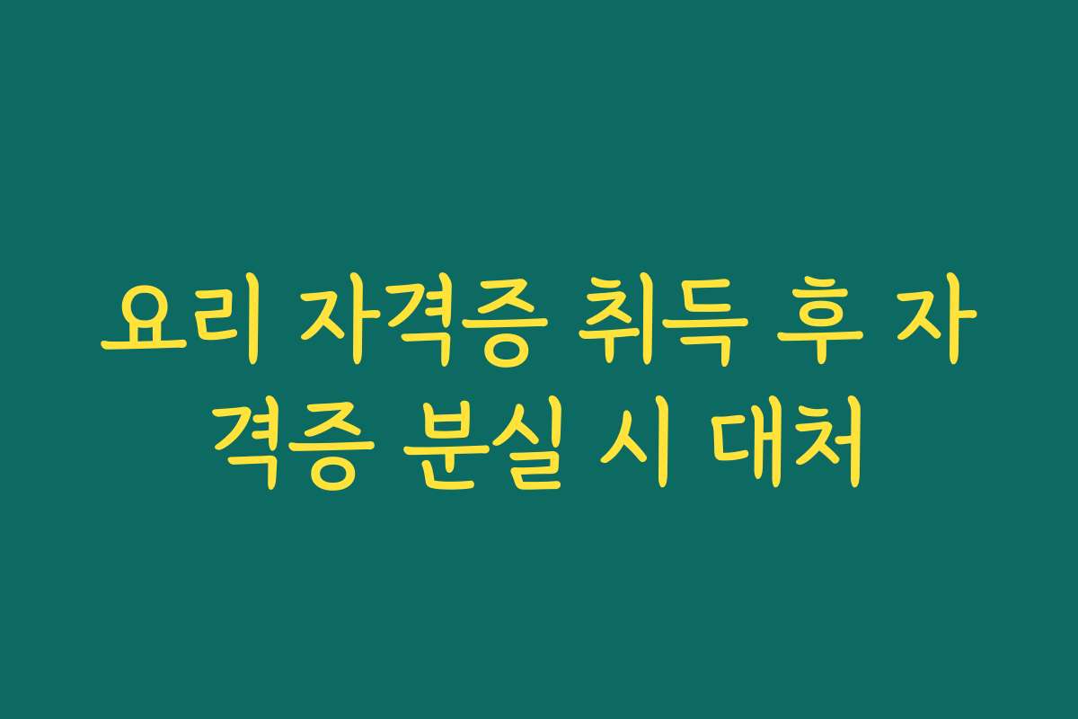 요리 자격증 취득 후 자격증 분실 시 대처