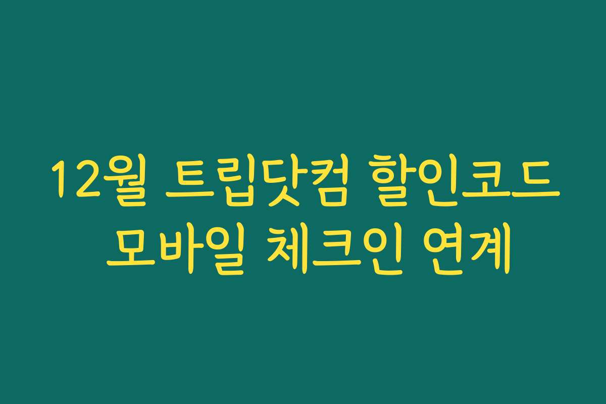 12월 트립닷컴 할인코드 모바일 체크인 연계