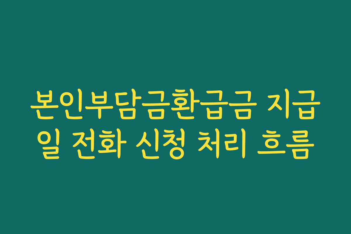 본인부담금환급금 지급일 전화 신청 처리 흐름