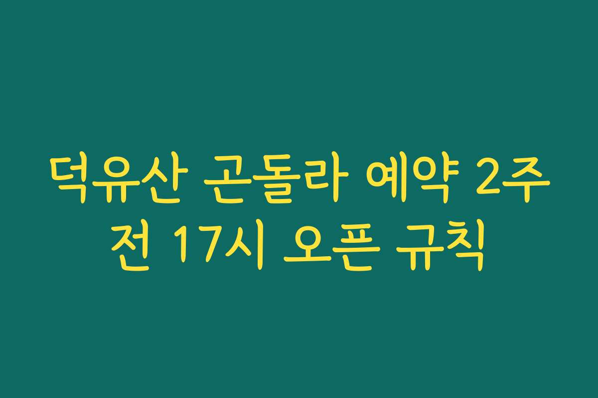 덕유산 곤돌라 예약 2주전 17시 오픈 규칙