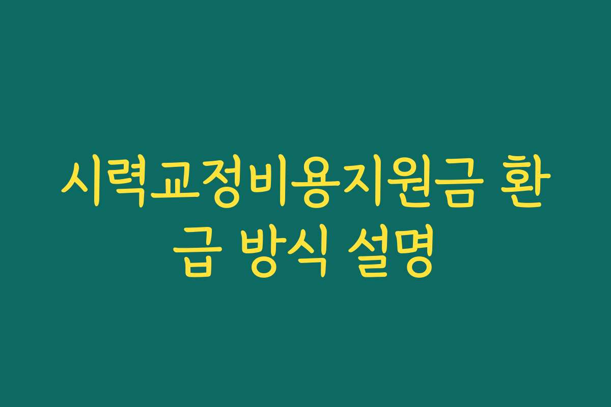 시력교정비용지원금 환급 방식 설명