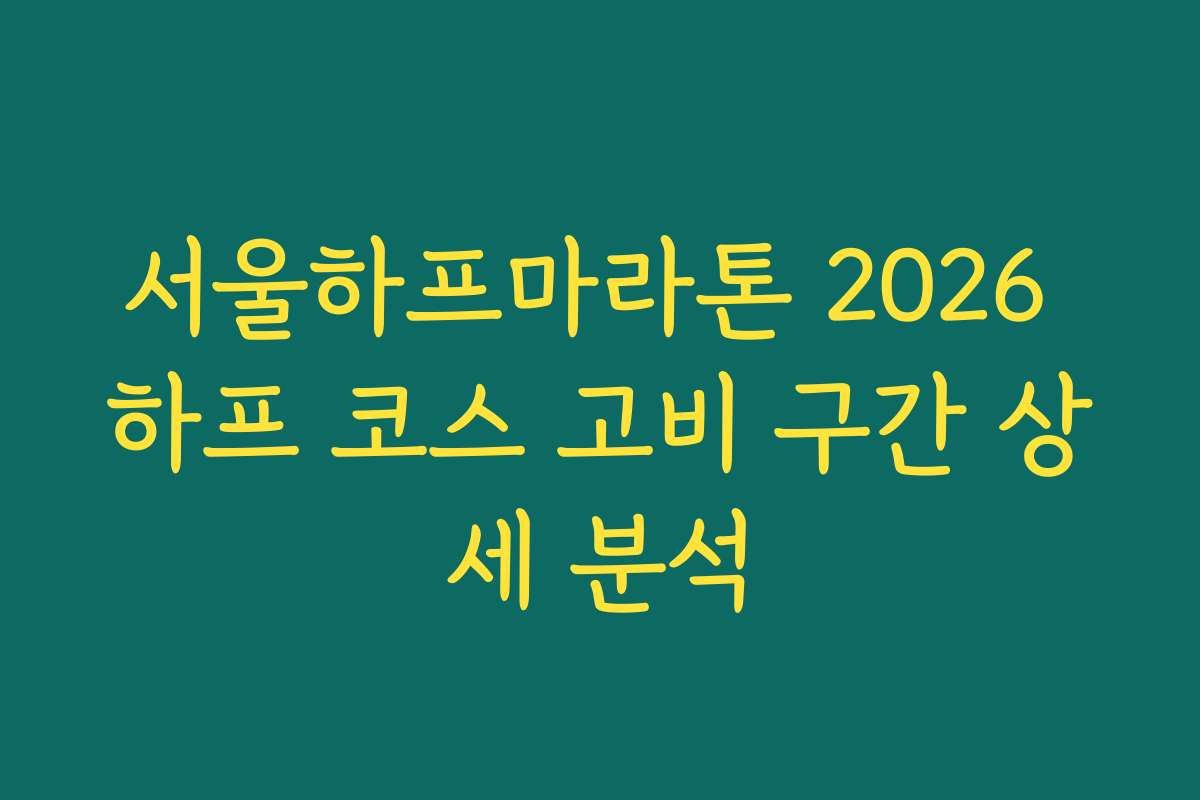 서울하프마라톤 2026 하프 코스 고비 구간 상세 분석