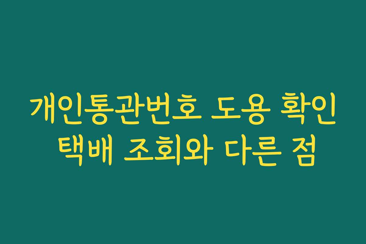 개인통관번호 도용 확인 택배 조회와 다른 점