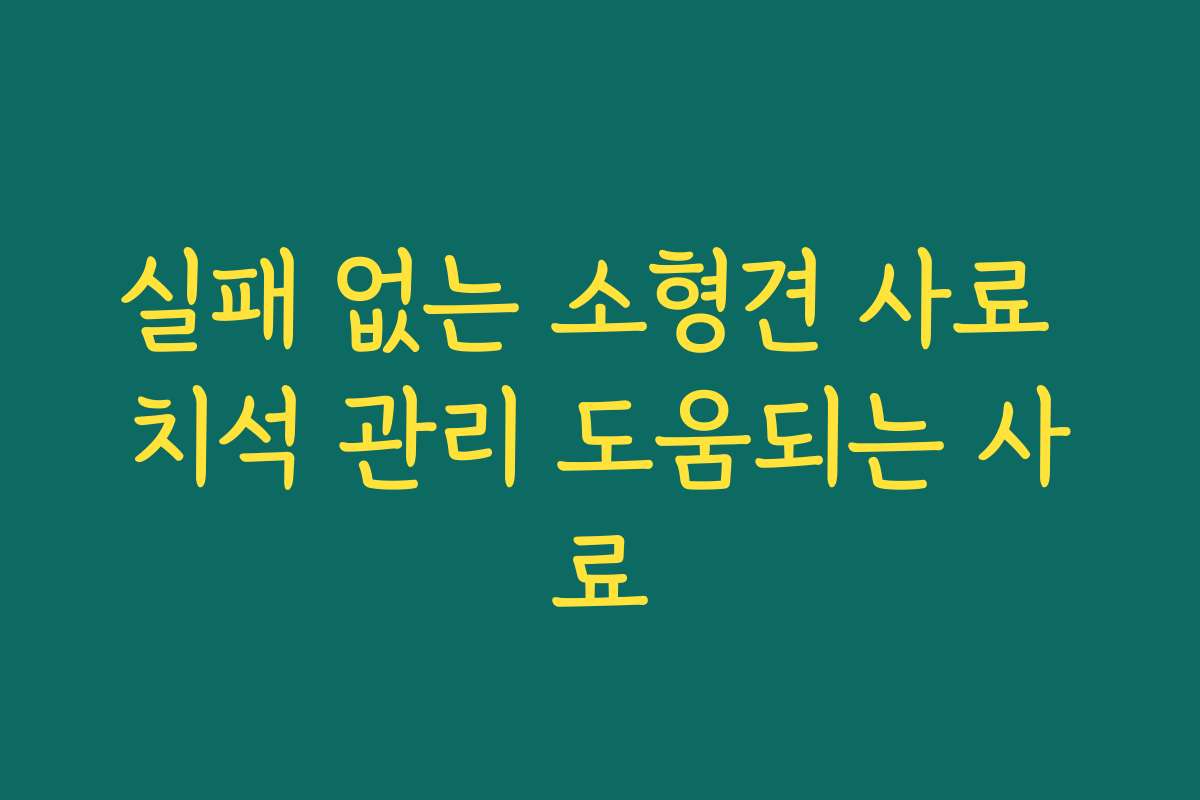 실패 없는 소형견 사료 치석 관리 도움되는 사료