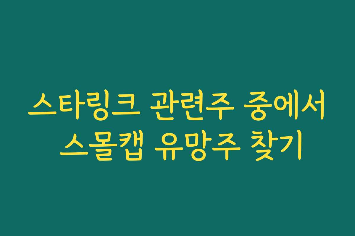 스타링크 관련주 중에서 스몰캡 유망주 찾기