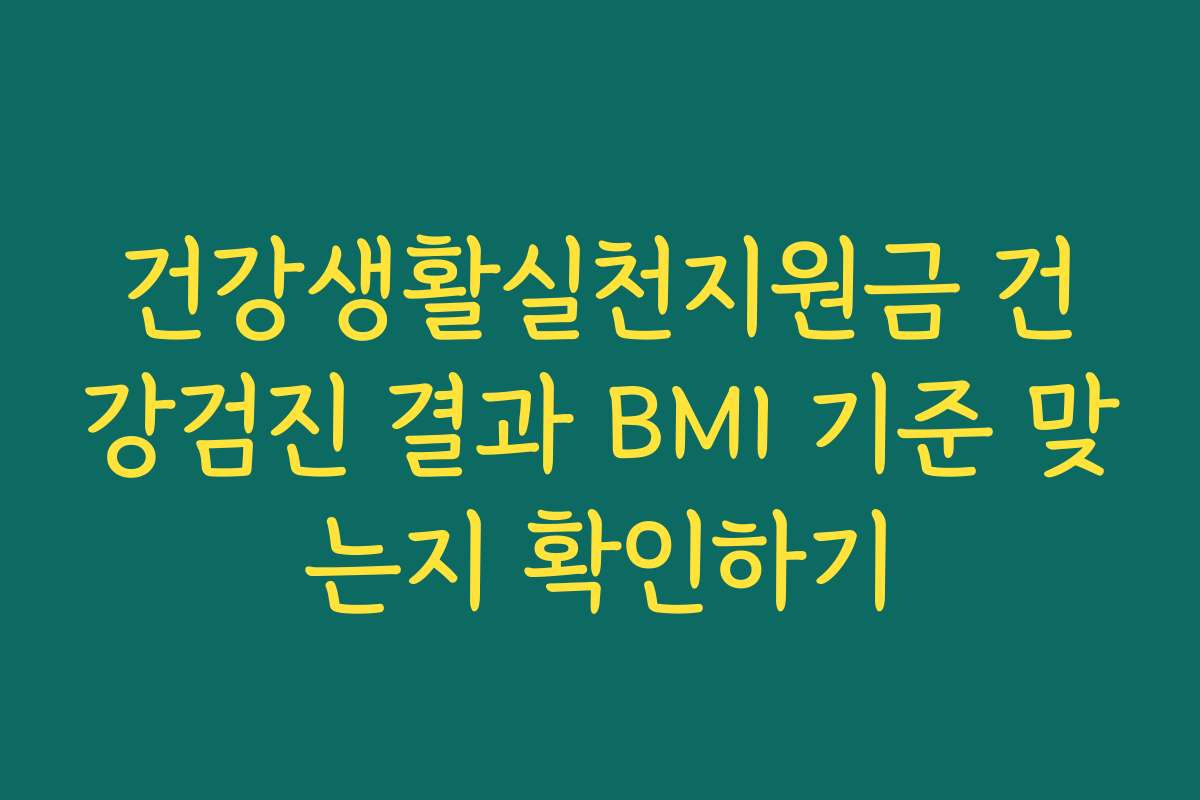 건강생활실천지원금 건강검진 결과 BMI 기준 맞는지 확인하기