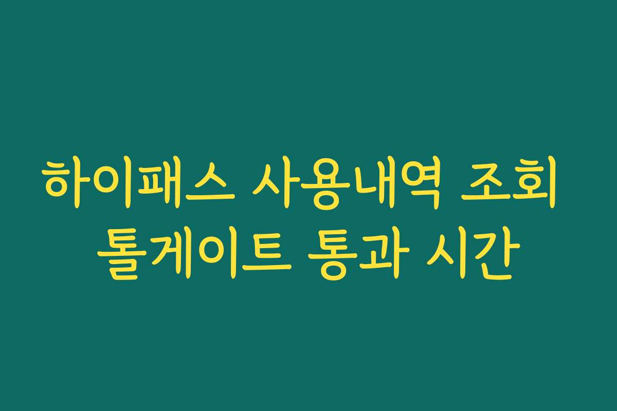 하이패스 사용내역 조회 톨게이트 통과 시간