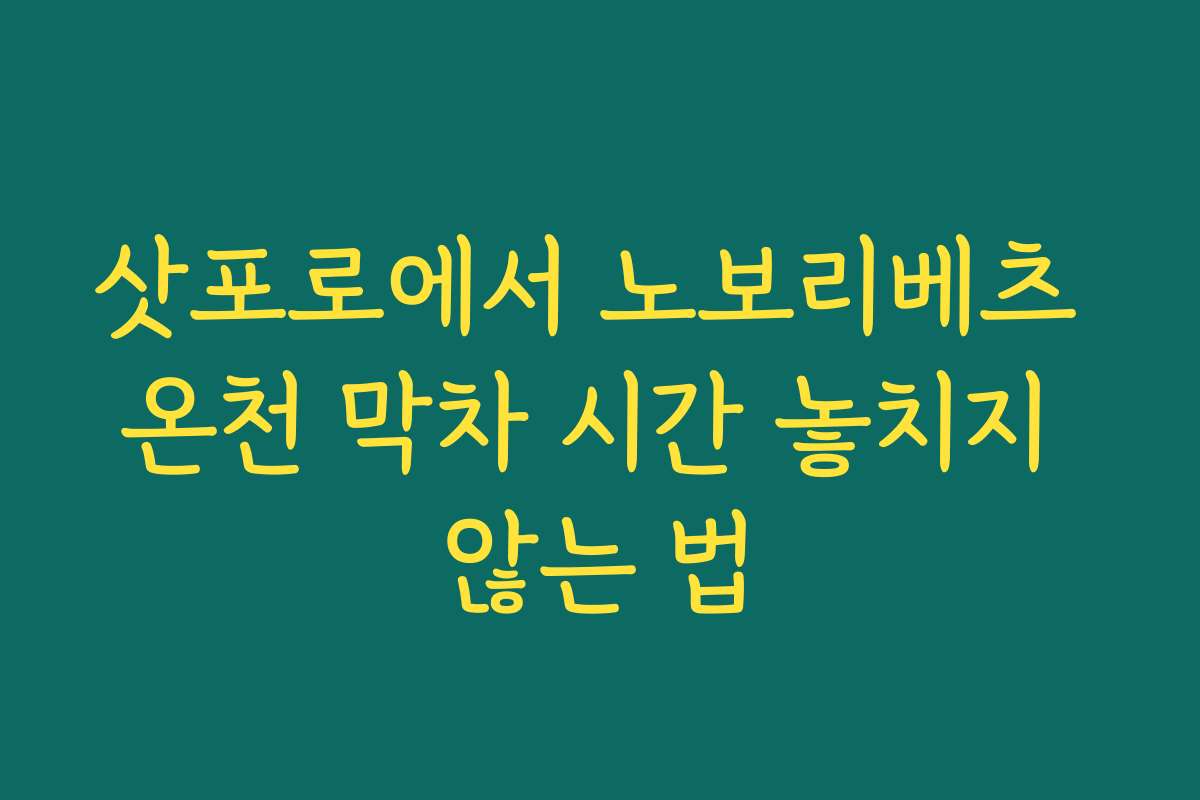 삿포로에서 노보리베츠 온천 막차 시간 놓치지 않는 법