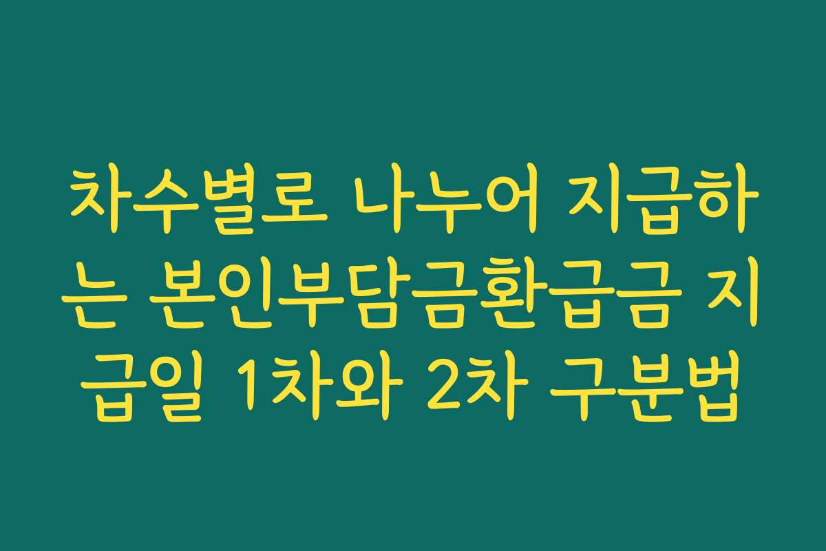 차수별로 나누어 지급하는 본인부담금환급금 지급일 1차와 2차 구분법