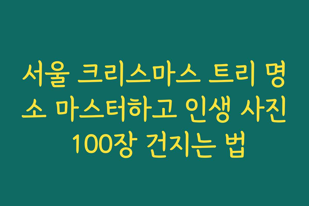 서울 크리스마스 트리 명소 마스터하고 인생 사진 100장 건지는 법