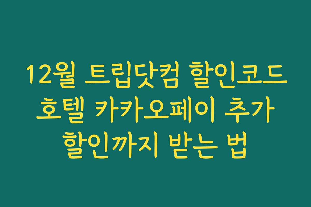 12월 트립닷컴 할인코드 호텔 카카오페이 추가 할인까지 받는 법