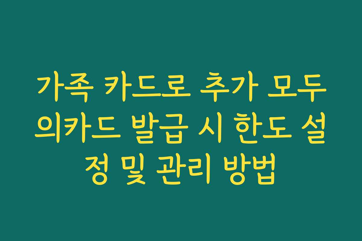 가족 카드로 추가 모두의카드 발급 시 한도 설정 및 관리 방법