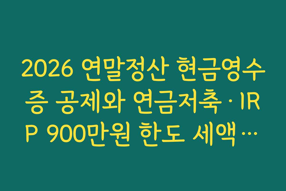 2026 연말정산 현금영수증 공제와 연금저축·IRP 900만원 한도 세액공제까지 함께 챙기는 법