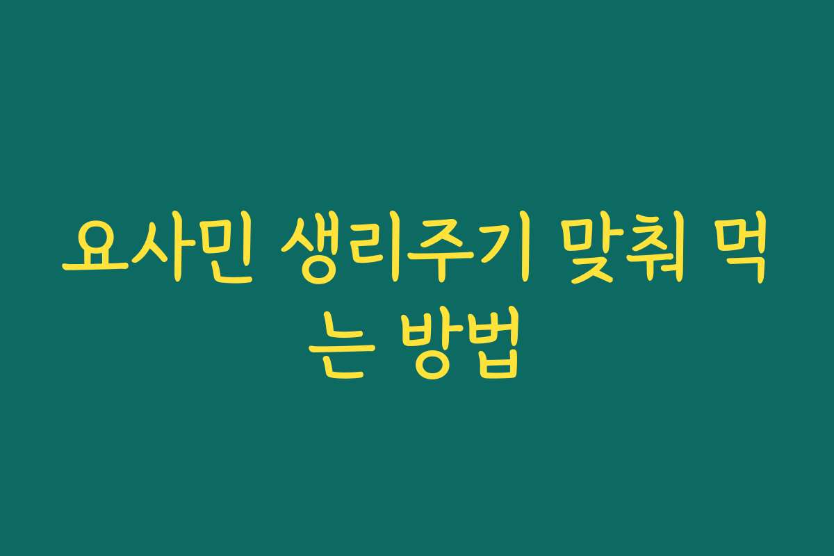 요사민 생리주기 맞춰 먹는 방법