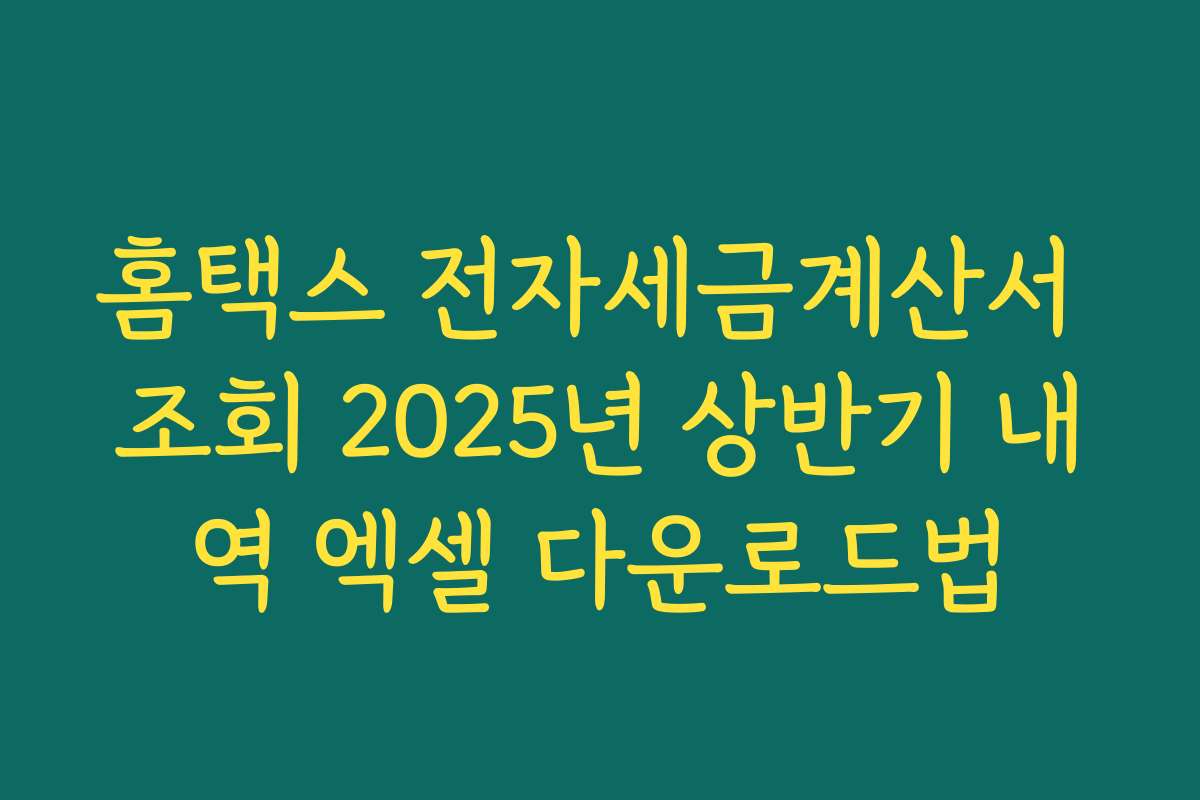 홈택스 전자세금계산서 조회 2025년 상반기 내역 엑셀 다운로드법