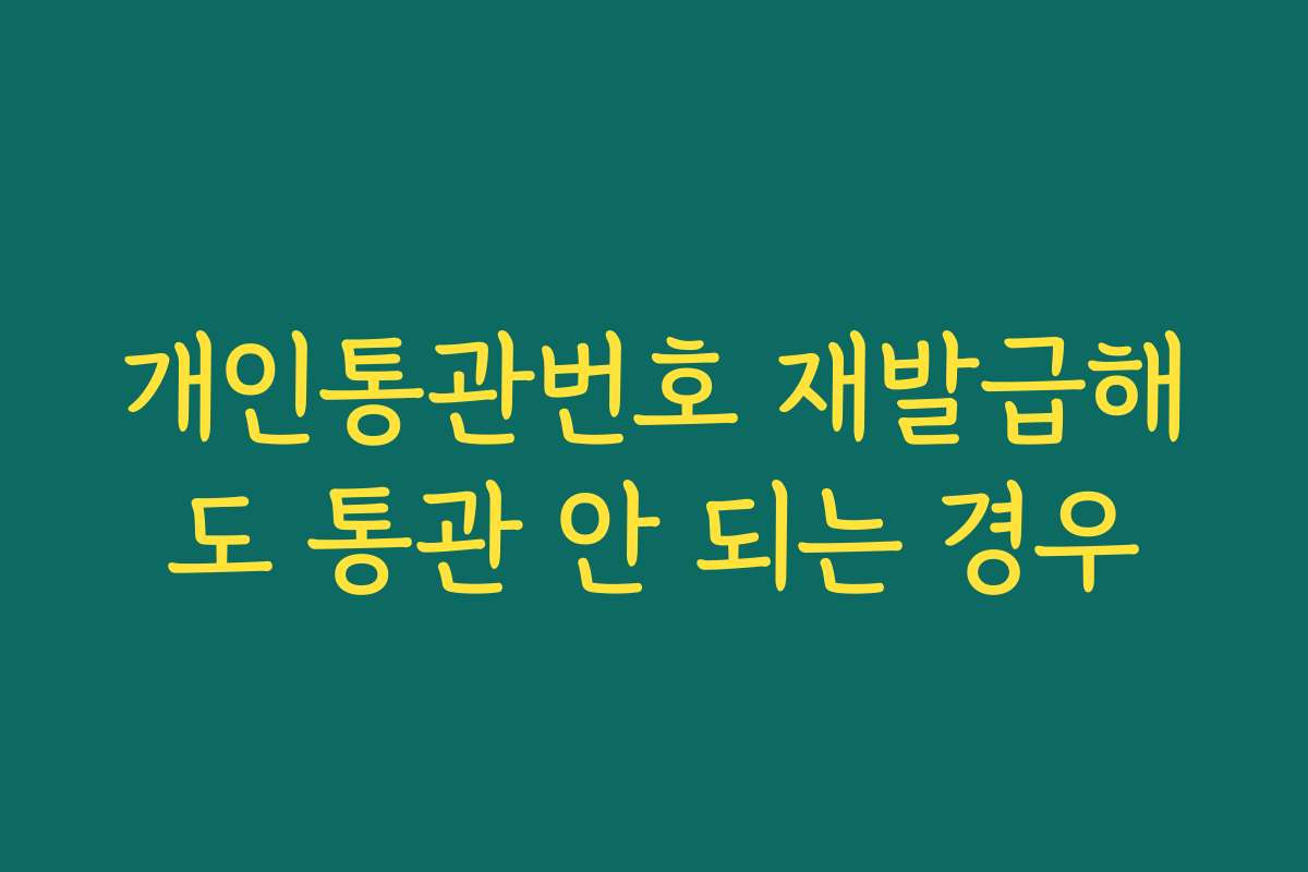 개인통관번호 재발급해도 통관 안 되는 경우
